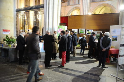 Exposants dans le déambulatoire de la cathédrale